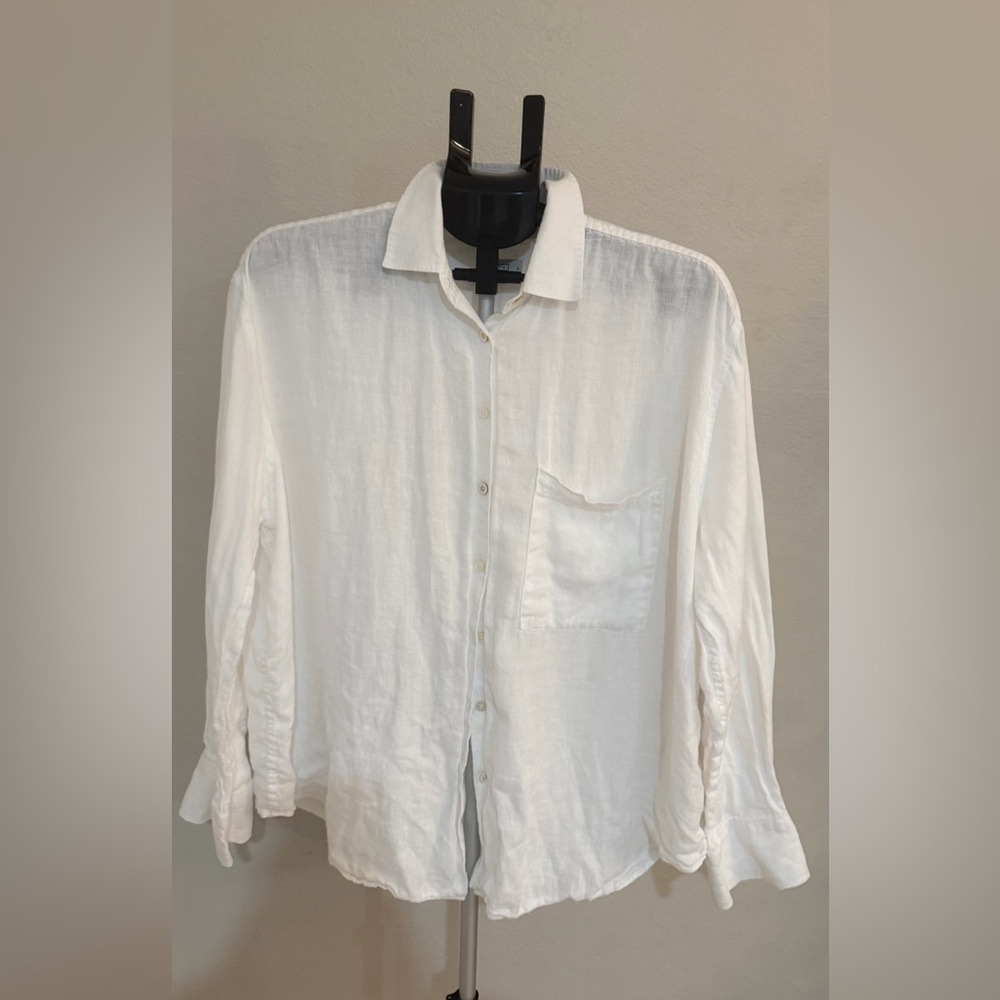 AYR White Button Down Shirt Linen